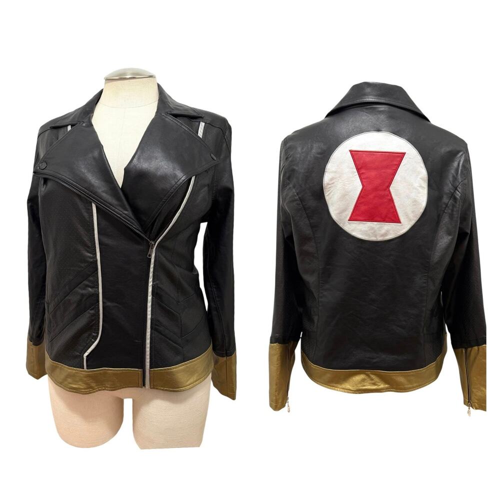 Her Universe Plus Size 2 Marvel Comics Black Widow Cosplay Faux Leather Jacket